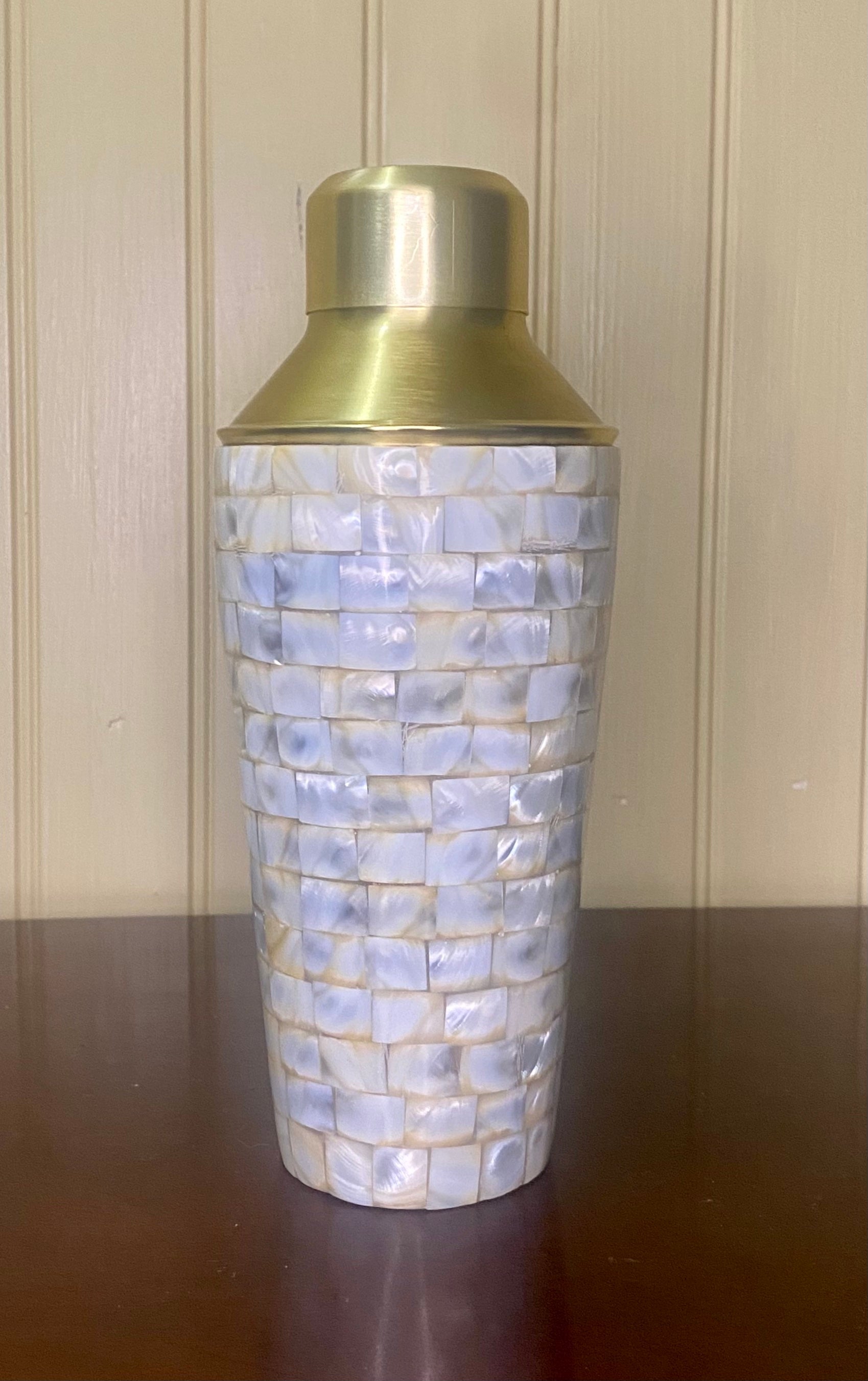 Stainless Steel & Mother of Pearl Cocktail Shaker