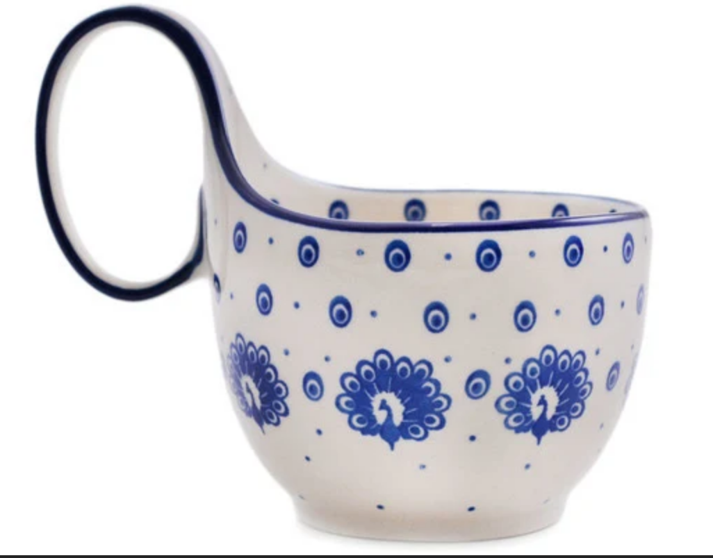 Polish Pottery Bowl with Loop-Handle