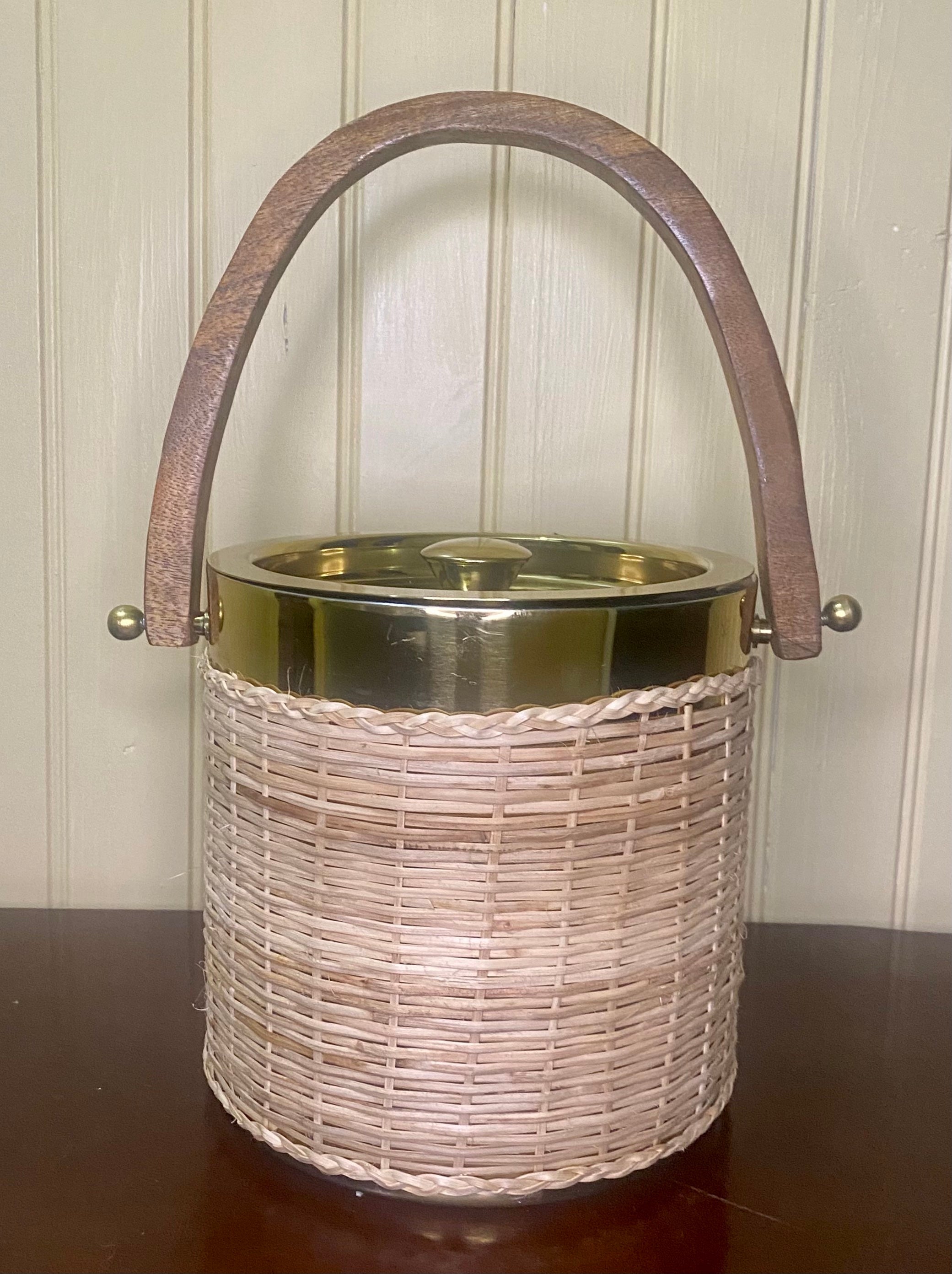 Stainless steel & Rattan Ice Bucket